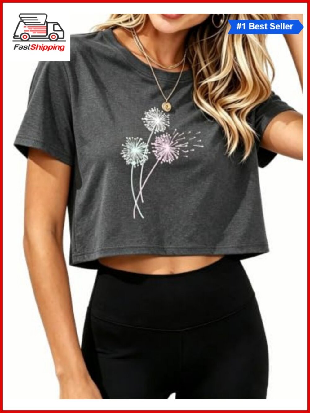 ✨ Womens Crop Tops Summer Short Sleeve Round Neck T-Shirts Loose Fit Blouse